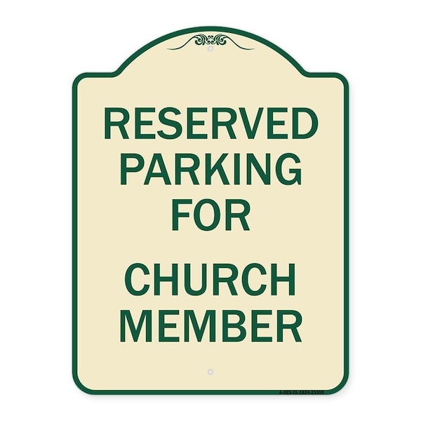 Signmission Parking Reserved for Church Member Heavy-Gauge Aluminum Architectural Sign, 24" x 18", TG-1824-23395 A-DES-TG-1824-23395 - main